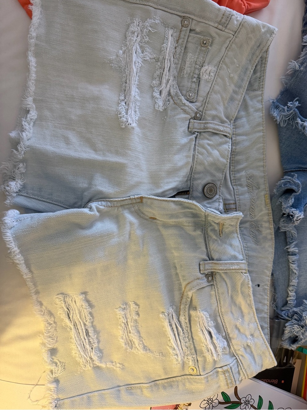 American Eagle Light Blue Distressed Women's Denim Shorts - Casual Summer Style